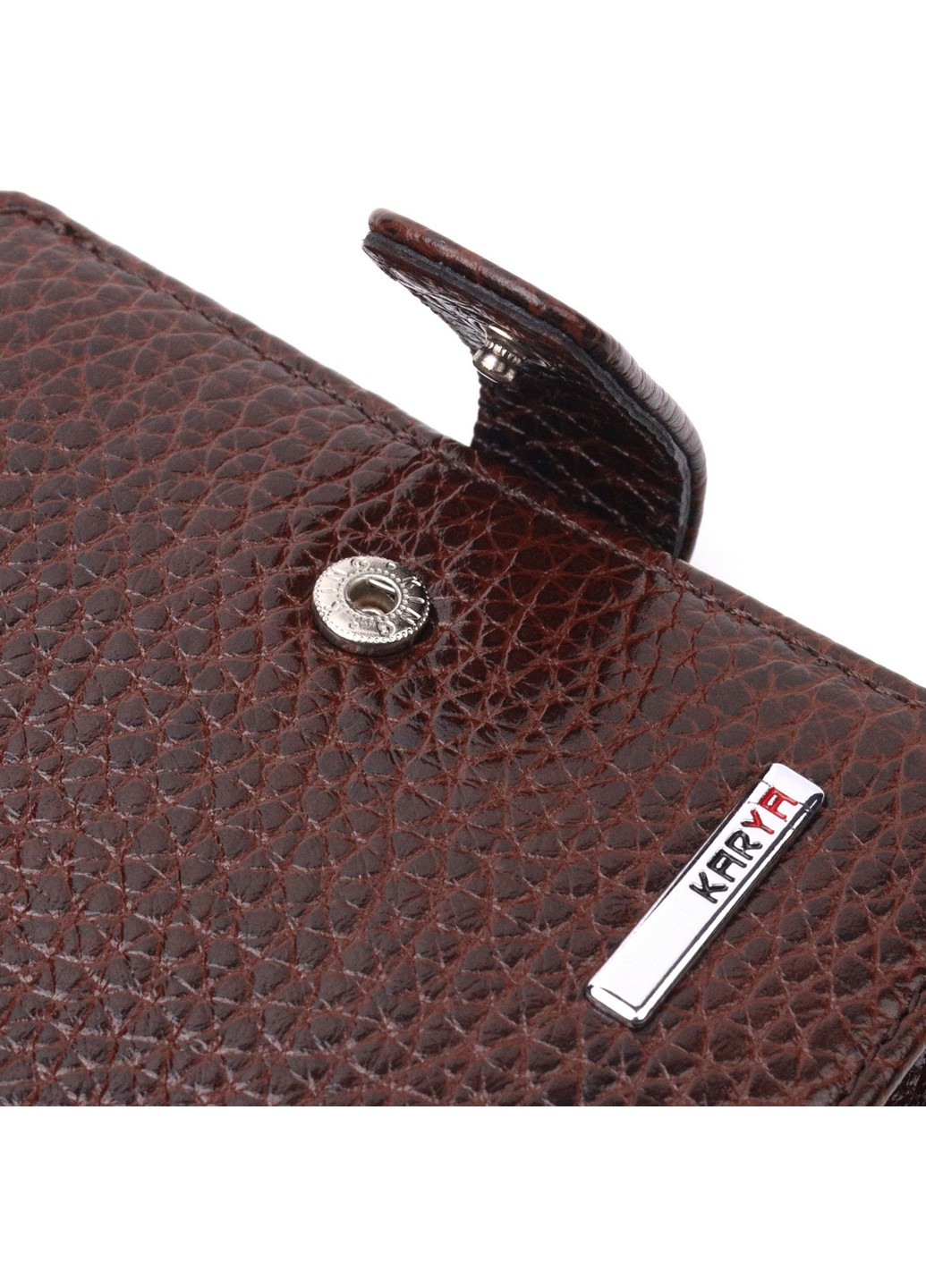Стильний чоловічий гаманець з натуральної крупнозернистої шкіри 9х10,5х2 см Karya (257936733)