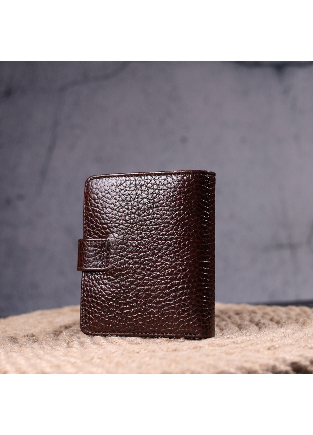 Стильний чоловічий гаманець з натуральної крупнозернистої шкіри 9х10,5х2 см Karya (257936733)