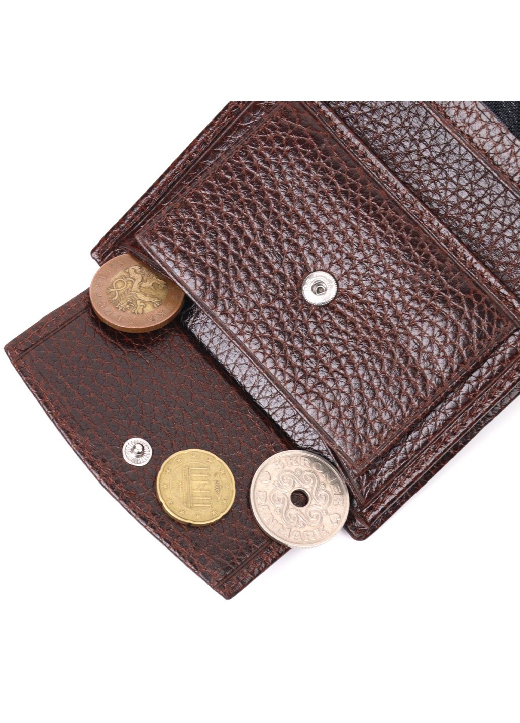 Чоловічий гаманець без застібки з натуральної зернистої шкіри 9х11,5х2 см Karya (257936732)