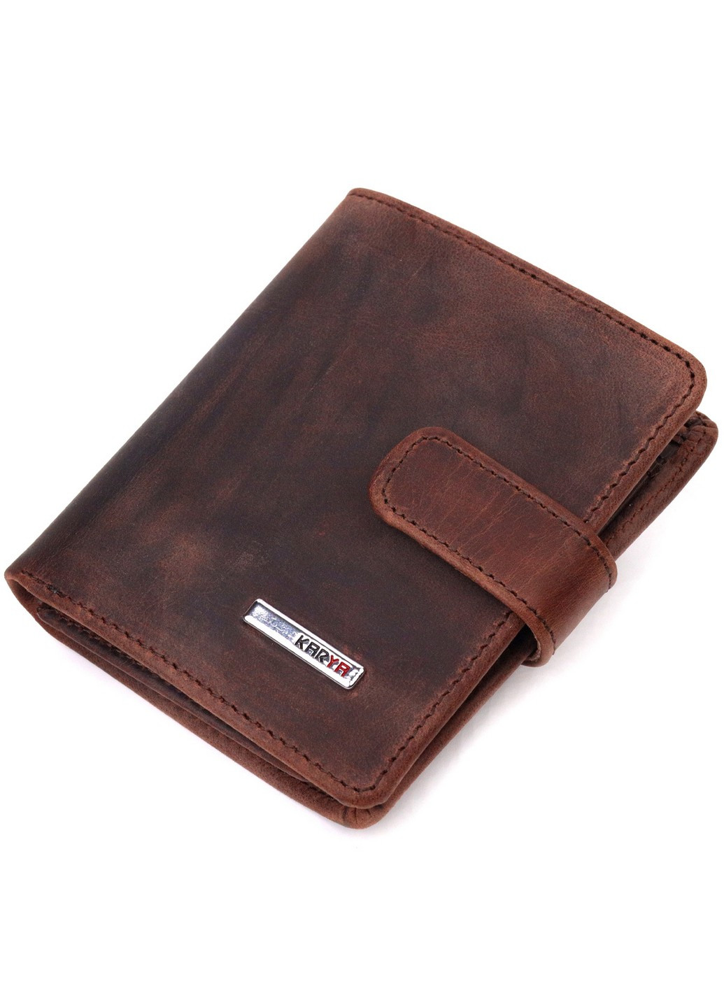 Компактный мужской бумажник из добротной винтажной кожи 9,5х10,5х1 см Karya (257936716)