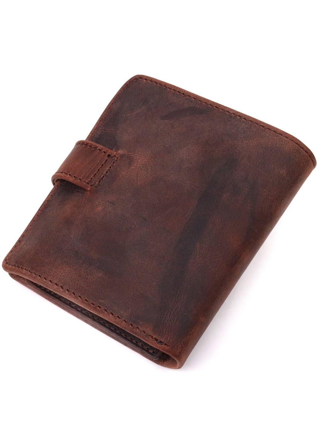 Компактний чоловічий гаманець із добротної вінтажної шкіри 9,5х10,5х1 см Karya (257936716)