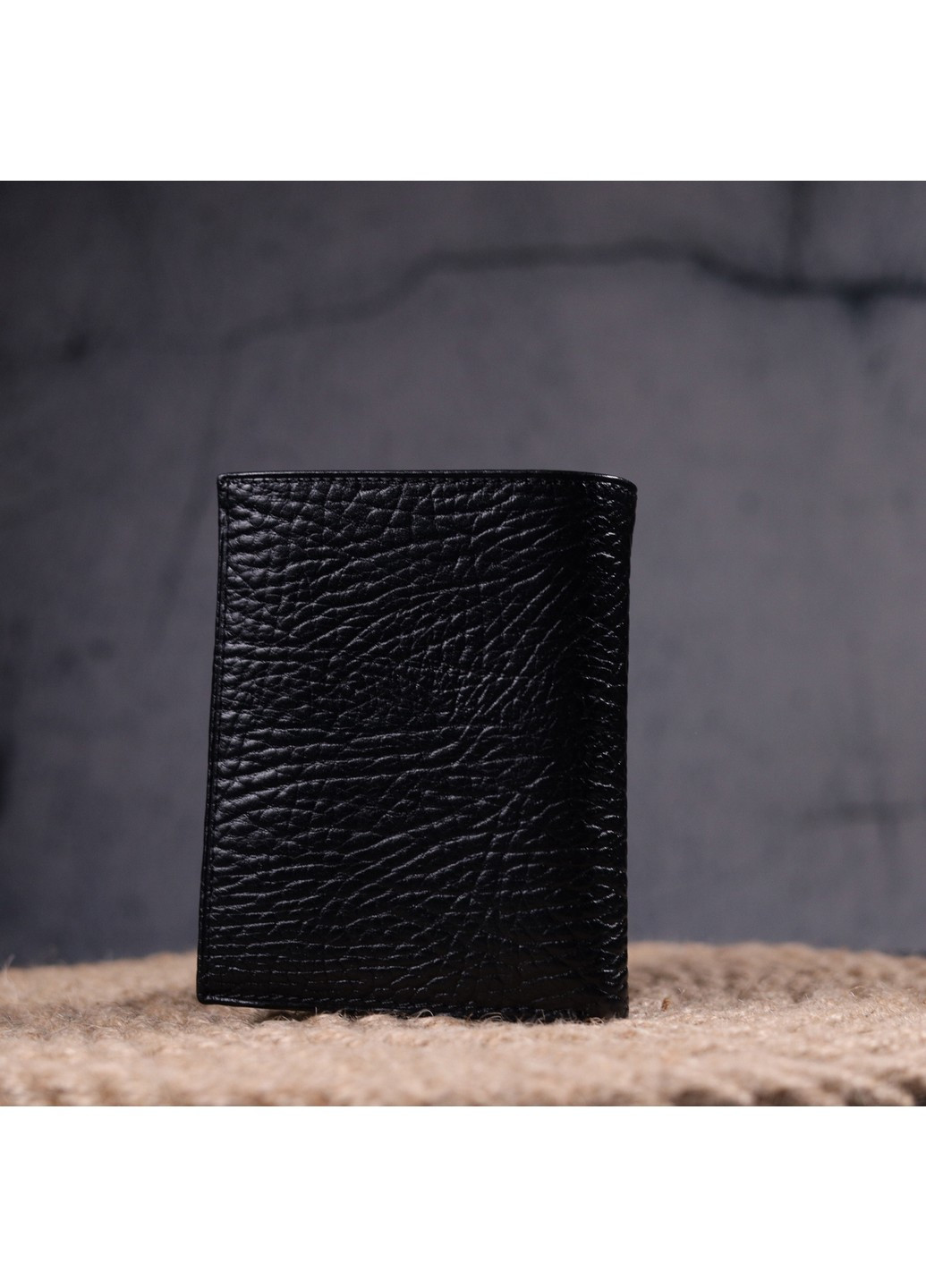 Невеликий гаманець без застібки з натуральної зернистої шкіри 9х11,5х2 см Karya (257936738)