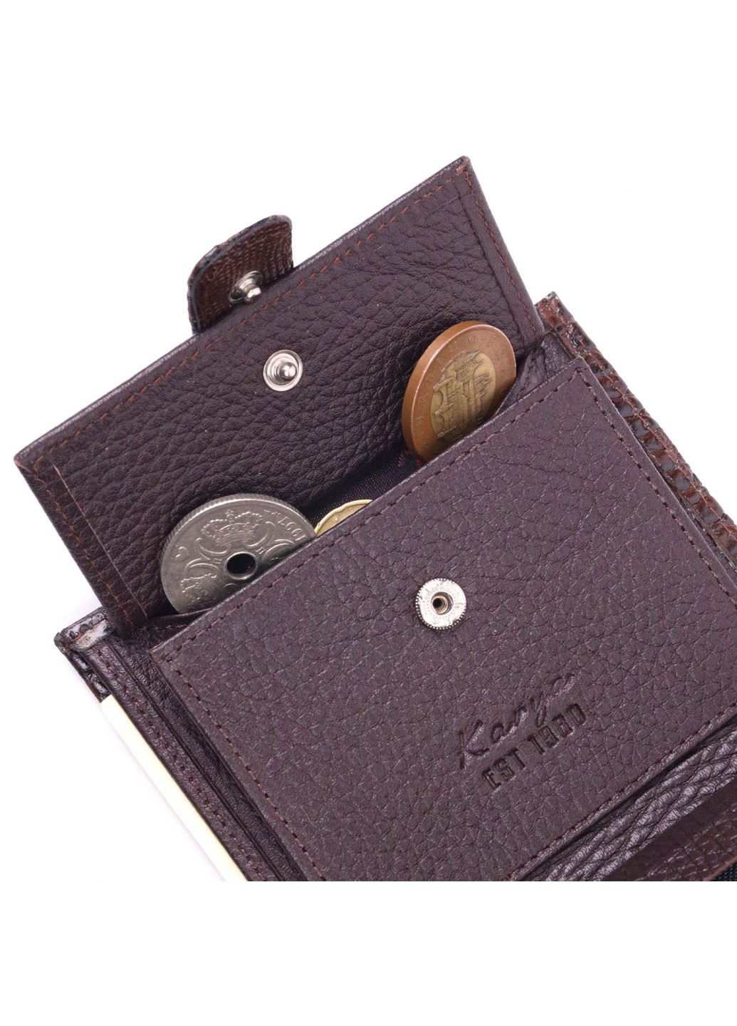 Компактний чоловічий гаманець із натуральної шкіри 9,5х11х2,5 см Karya (257936668)