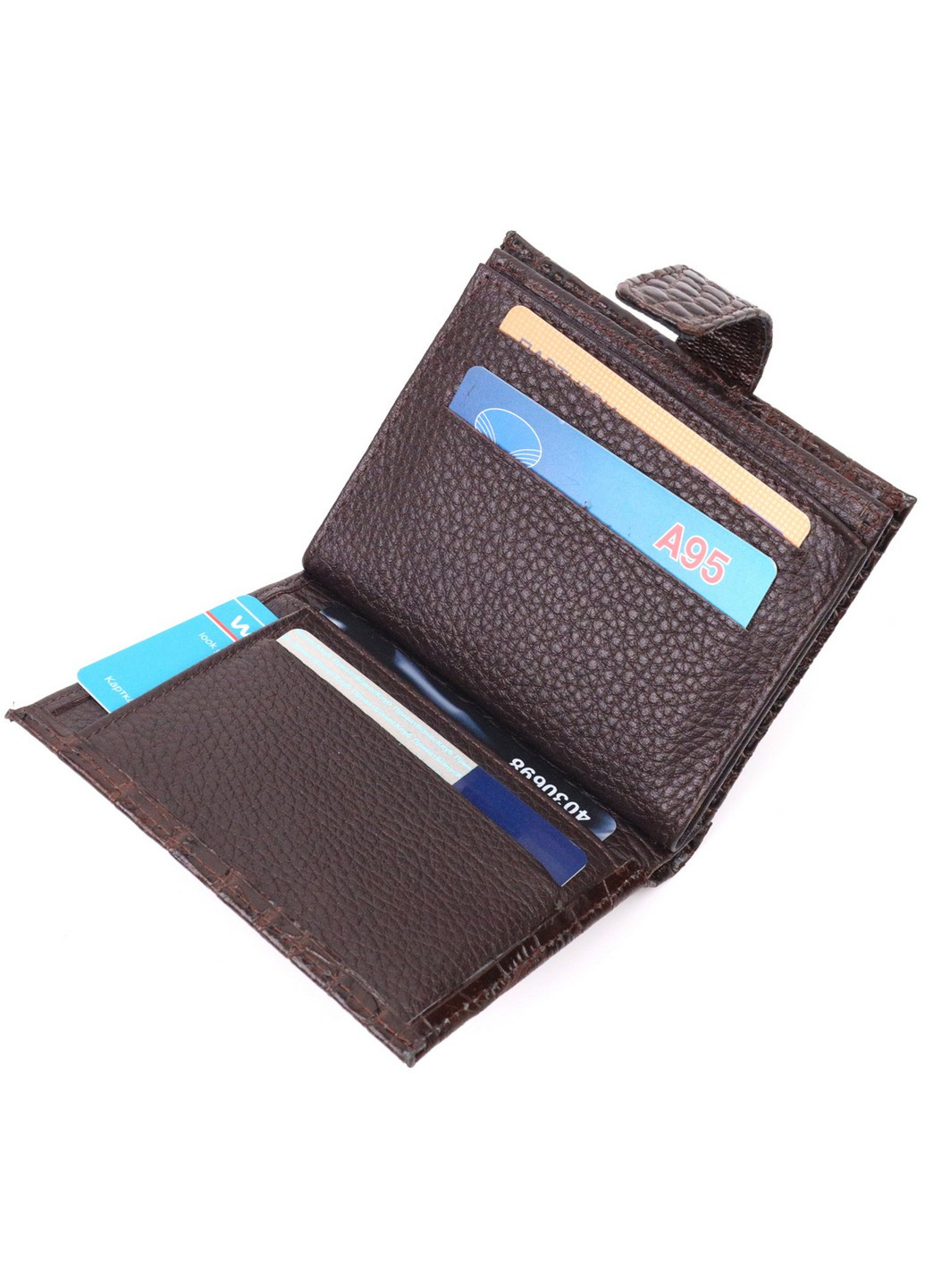 Компактний чоловічий гаманець із натуральної шкіри 9,5х11х2,5 см Karya (257936668)