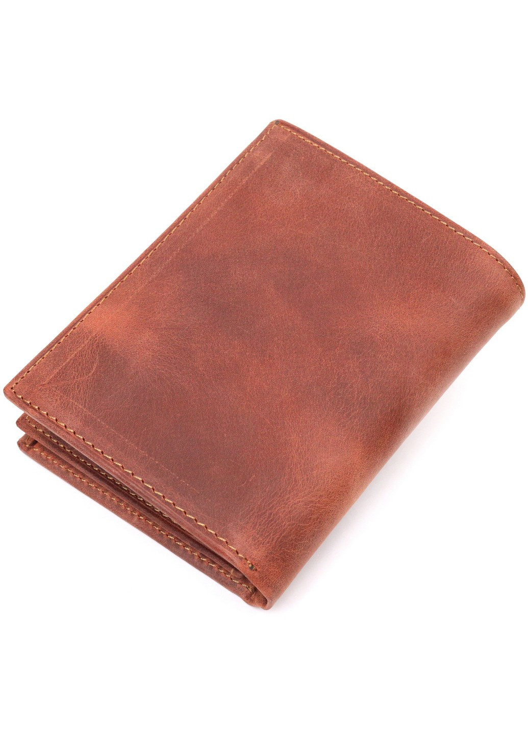 Мужское вертикальное портмоне без застежки в винтажной коже 9х11,5х2 см Karya (257936684)