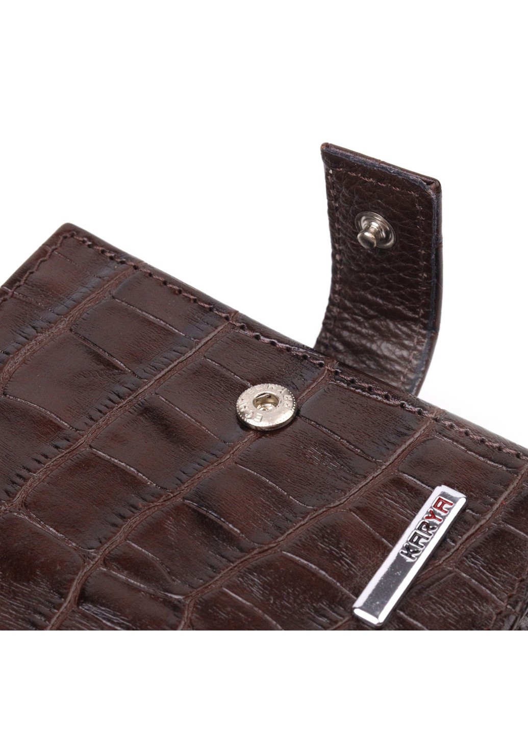 Практичный мужской кожаный кошелек с тиснением под крокодила 12х10х1 см Karya (257936717)