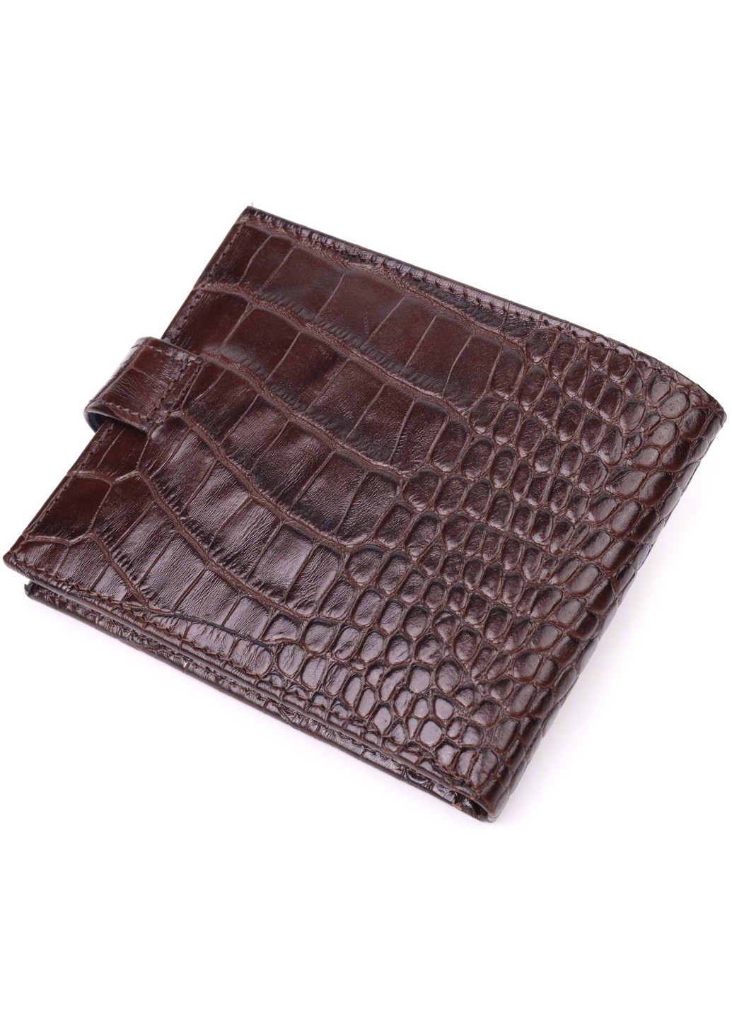 Практичний чоловічий шкіряний гаманець із тисненням під крокодила 12х10х1 см Karya (257936717)