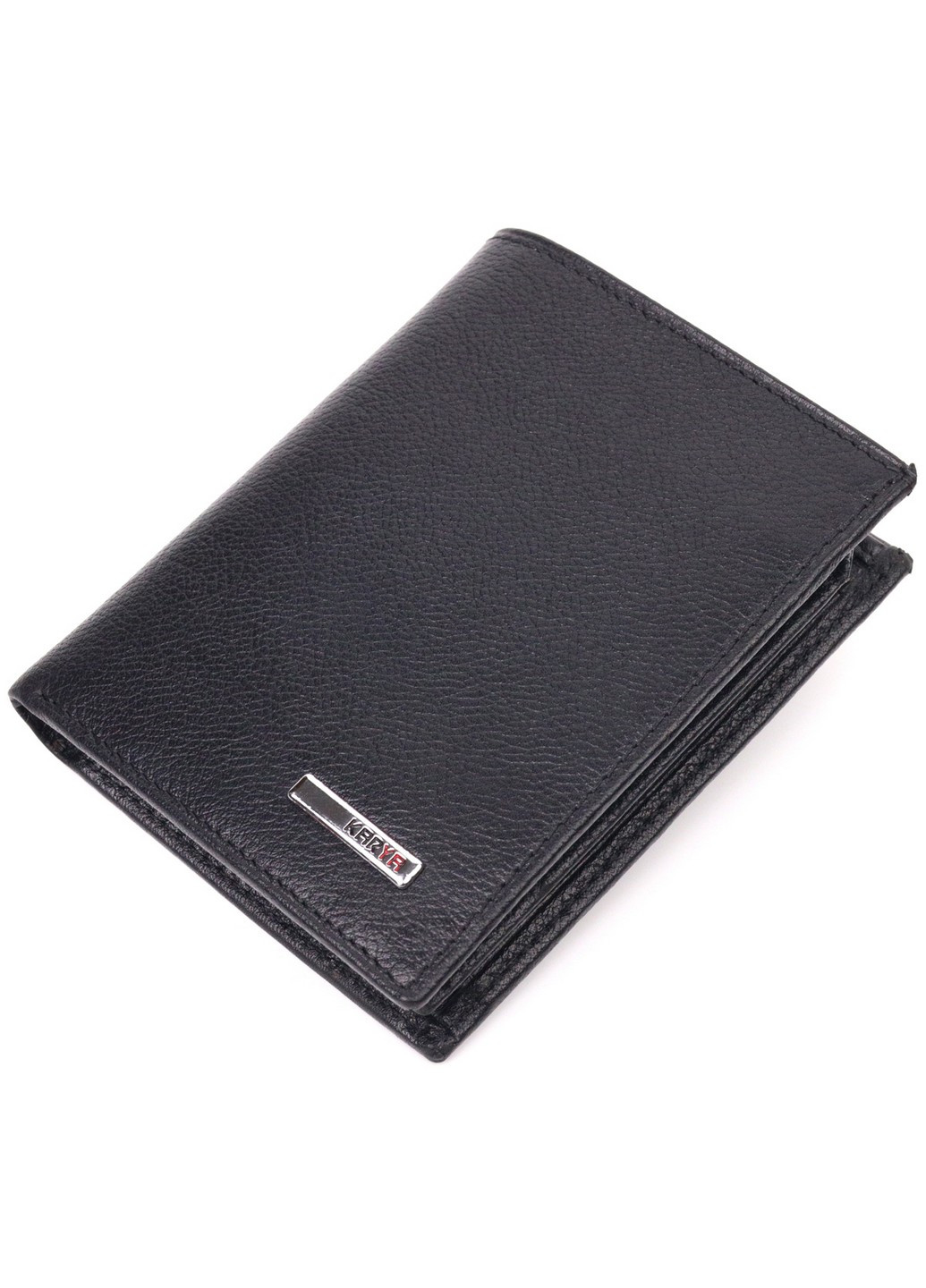 Вертикальний невеликий шкіряний гаманець без застібки 9х11,5х2 см Karya (257936736)