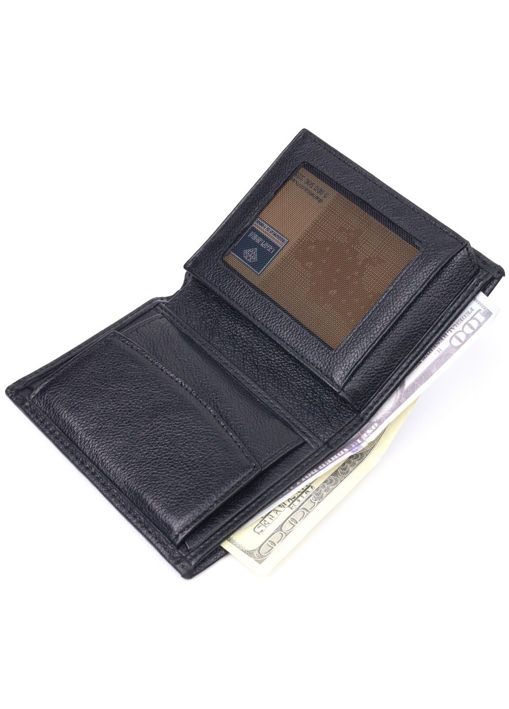 Вертикальный небольшой кожаный кошелек без застежки 9х11,5х2 см Karya (257936736)