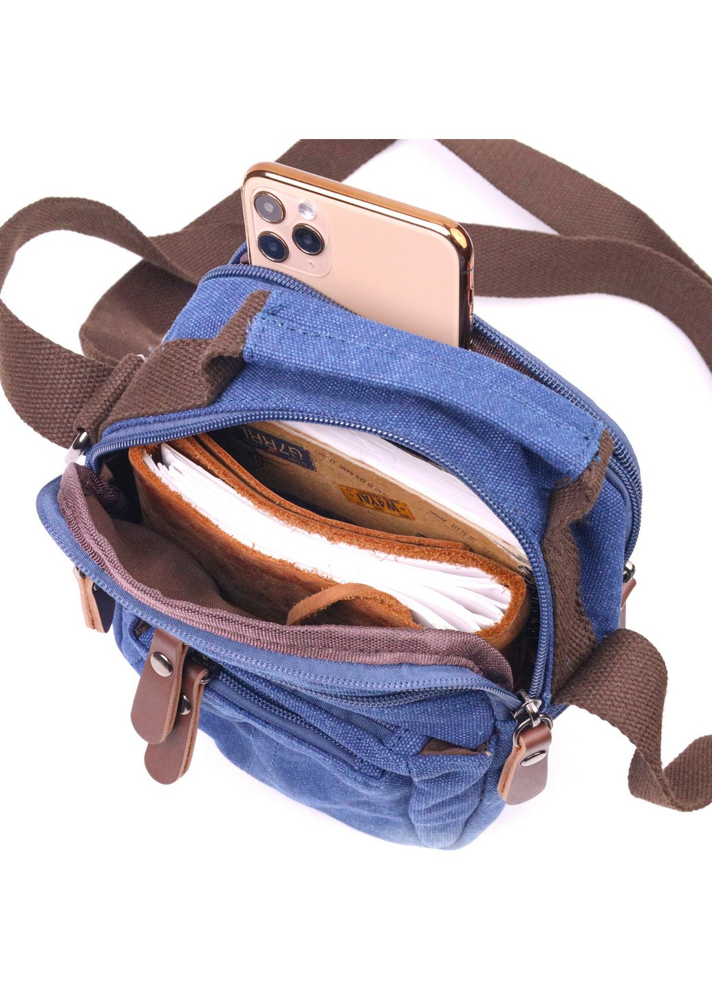 Практичная мужская сумка из плотного текстиля 15х20х8 см Vintage (257936327)