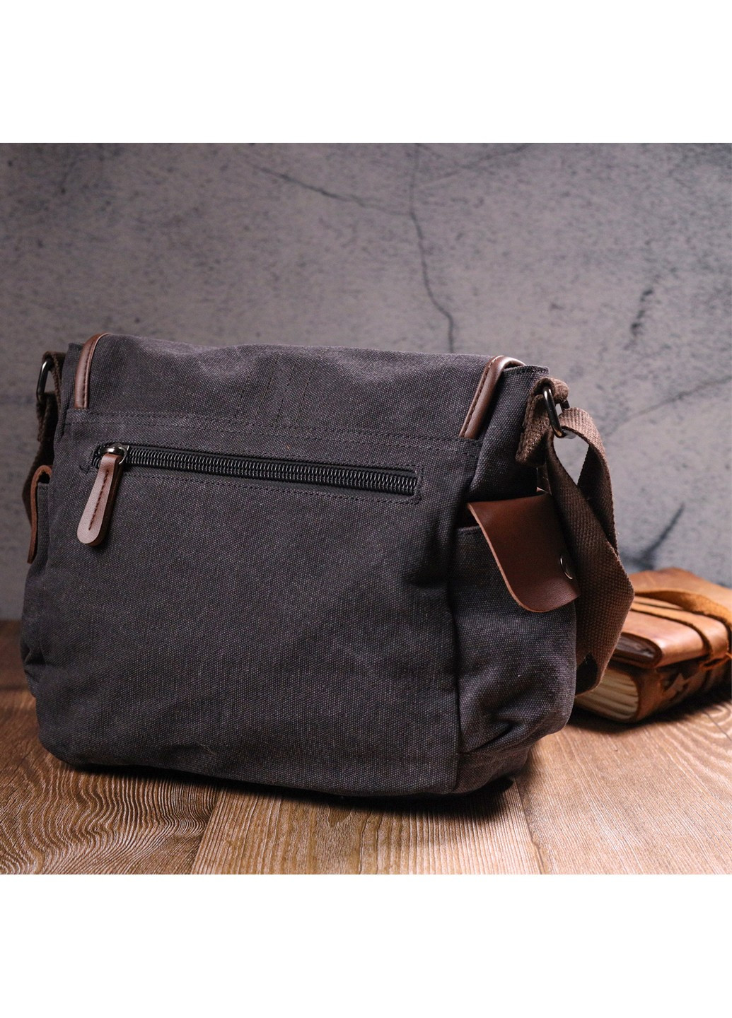 Горизонтальная мужская сумка с клапаном текстильная 17х24х13 см Vintage (257936339)