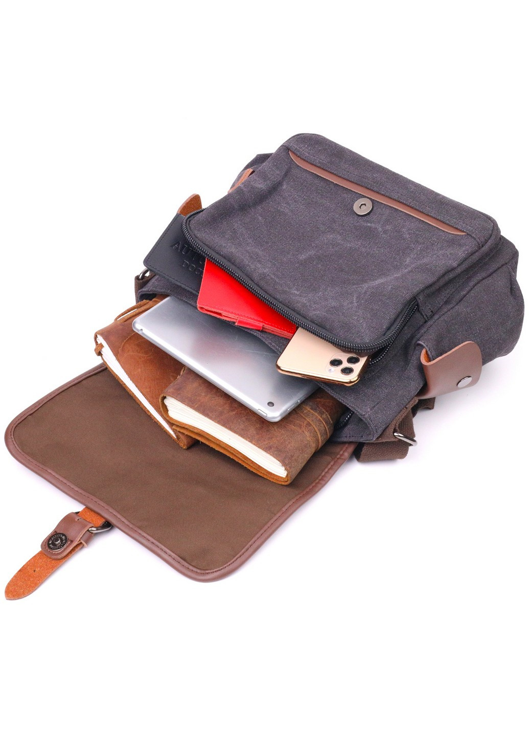 Горизонтальная мужская сумка с клапаном текстильная 17х24х13 см Vintage (257936339)