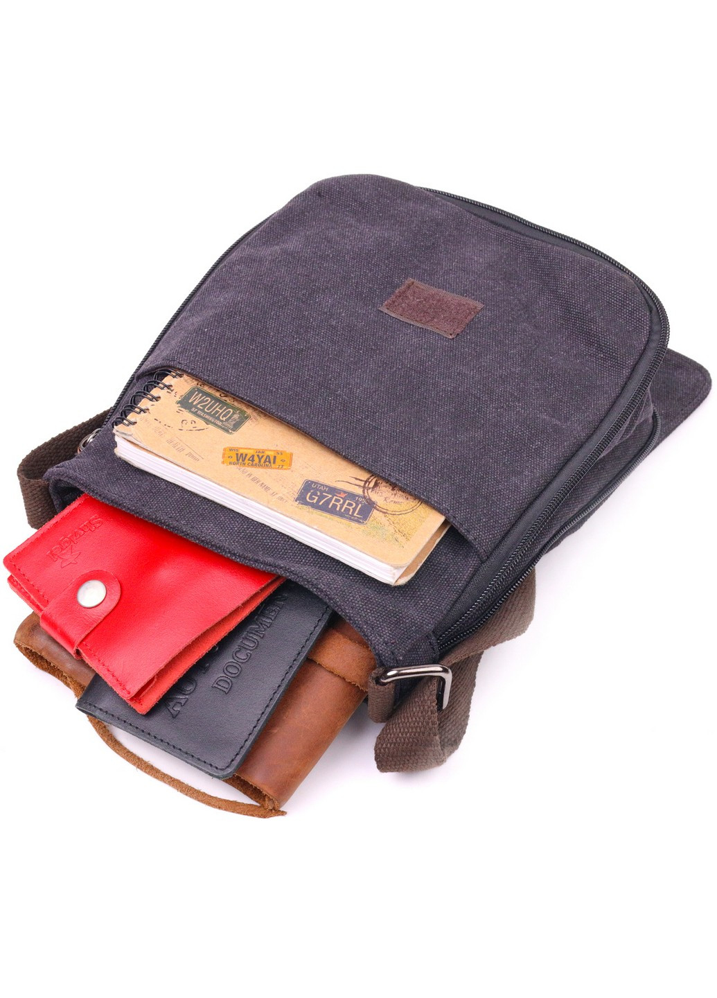 Вертикальна чоловіча сумка текстильна 19х14х2 см Vintage (257936341)