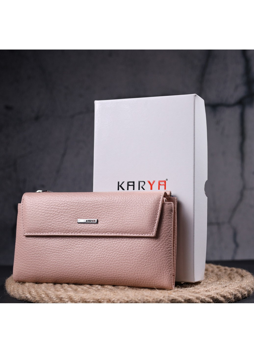 Місткий жіночий гаманець із натуральної шкіри 19,5х10,5х1,5 см Karya (257937483)