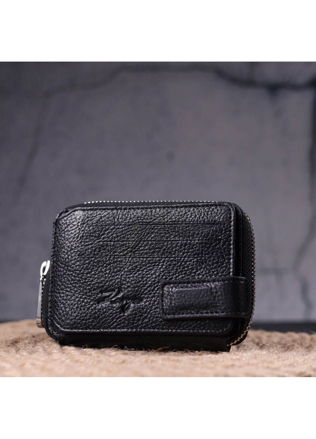 Красивий жіночий гаманець на блискавці з натуральної шкіри 12х9х1,5 см Karya (257937500)