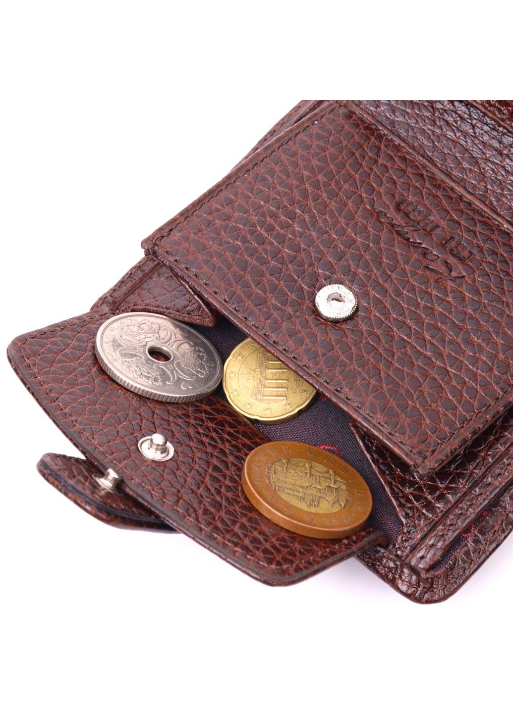Компактний гаманець для чоловіків із натуральної шкіри 9,5х10,5х1 см Karya (257937502)