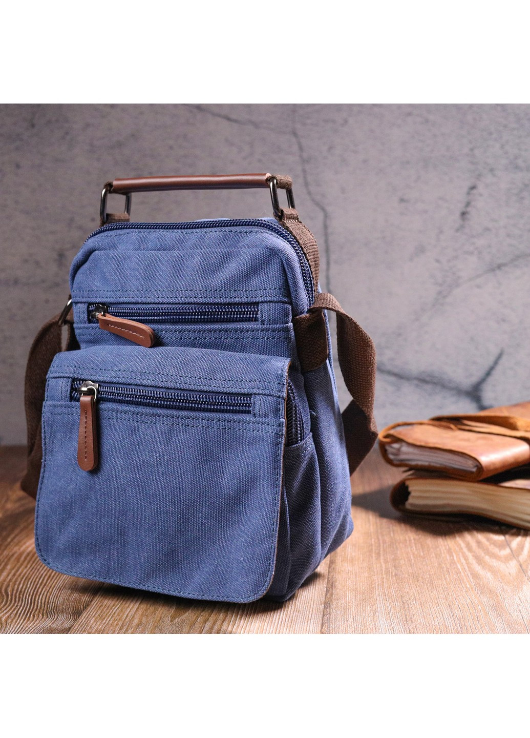 Отличная мужская сумка из плотного текстиля 21х24х9 см Vintage (257937232)