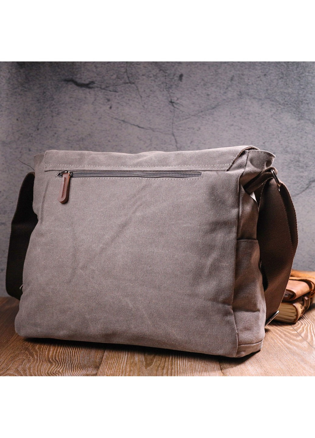 Вместительная горизонтальная мужская сумка для ноутбука из текстиля 36х33х10 см Vintage (257937255)