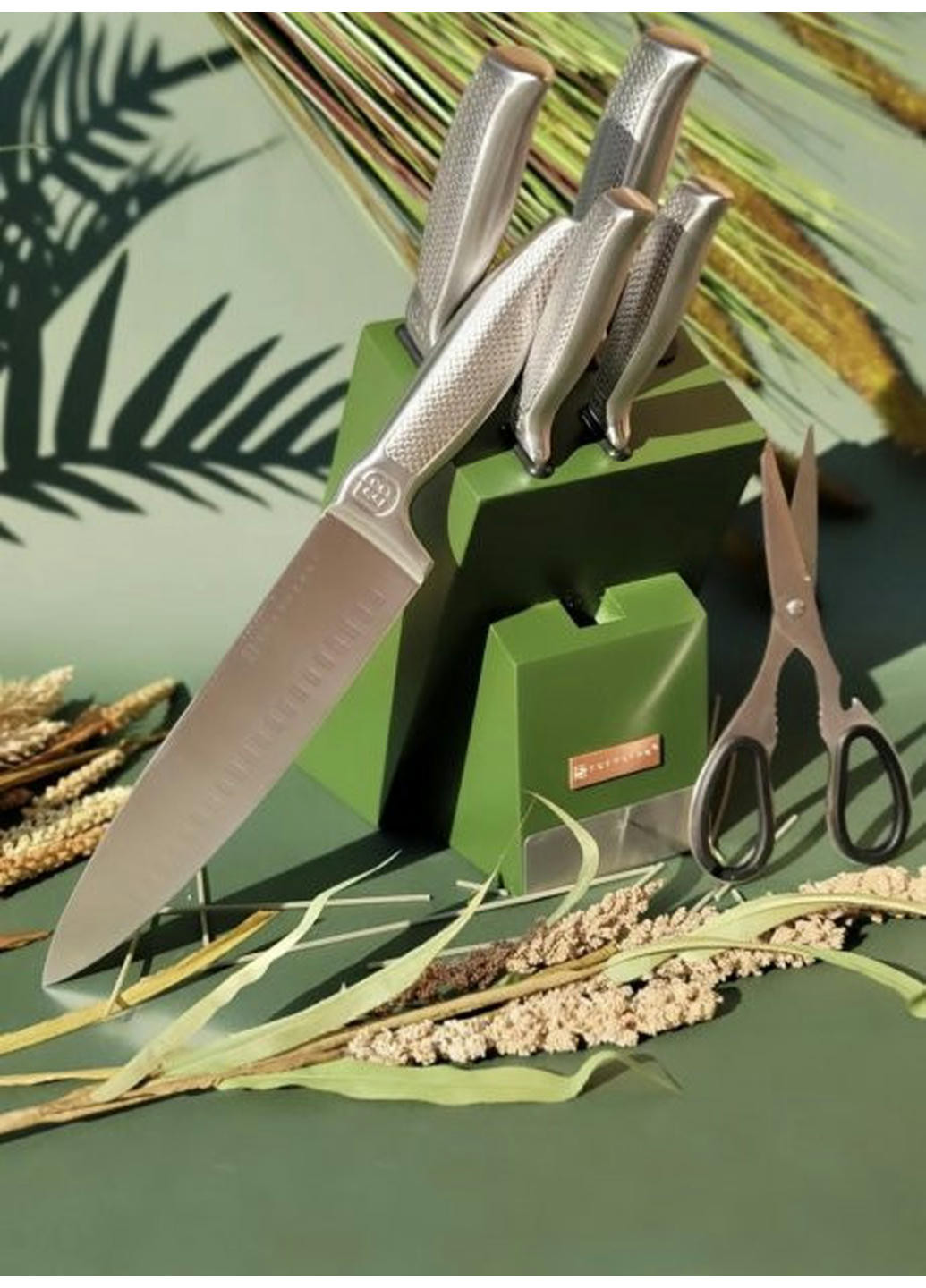Набір ножів EB-11023-Green 7 предметів зелений Edenberg комбінований,