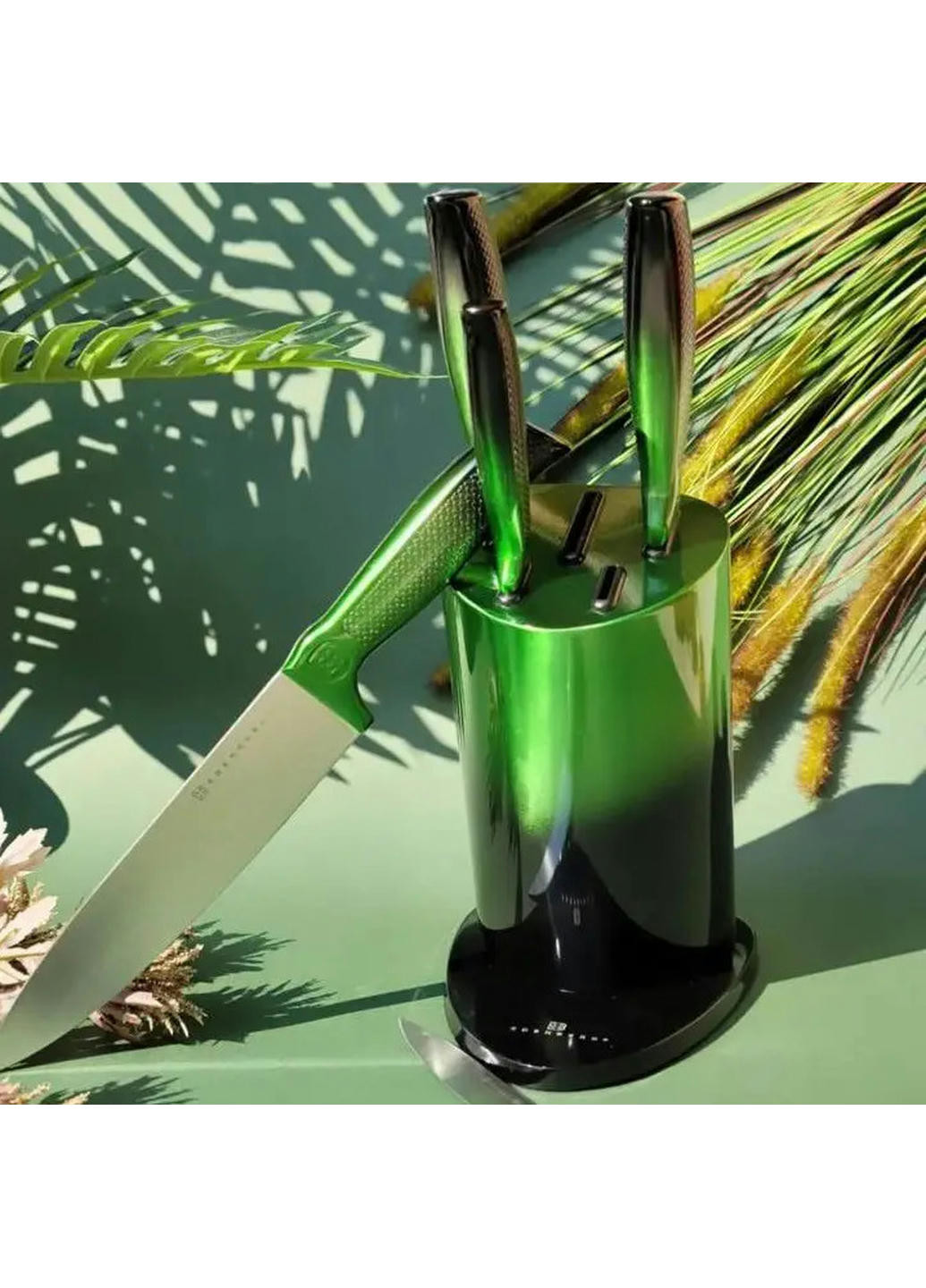 Набір ножів EB-11022-Black 6 предметів чорний із зеленим Edenberg комбінований,