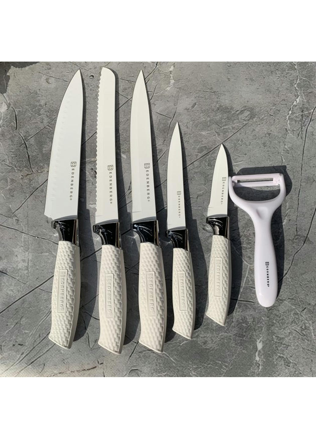 Набор ножей EB-11025-White 7 предметов белый Edenberg комбинированные,