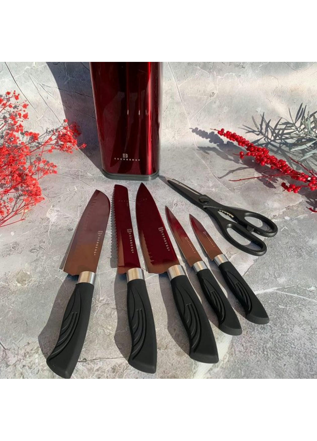 Набір ножів EB-11027-Red 7 предметів червоний Edenberg комбінований,