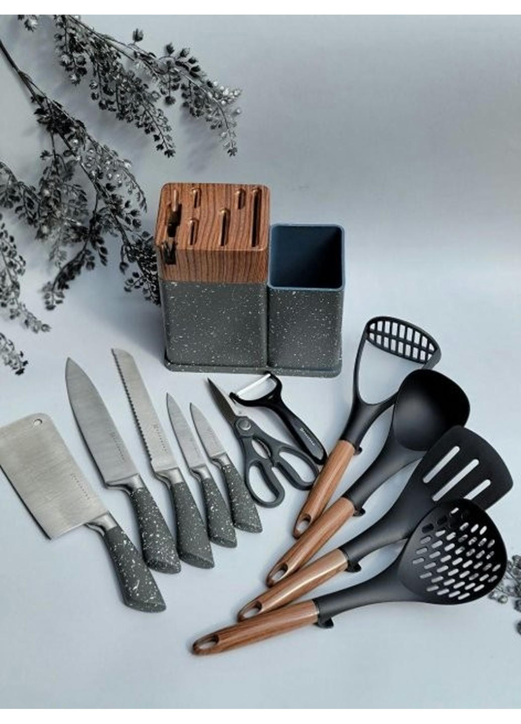 Набір ножів EB-11098-Grey 12 сірий предметів Edenberg комбінований,