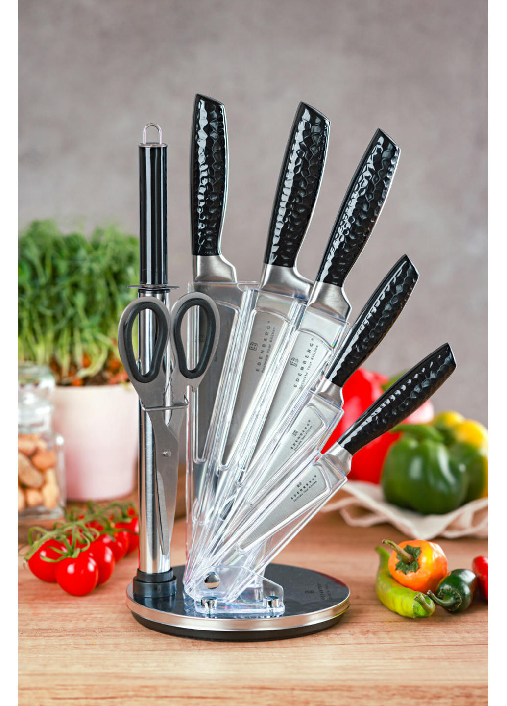 Набор ножей EB-971 8 предметов черный Edenberg комбинированные,