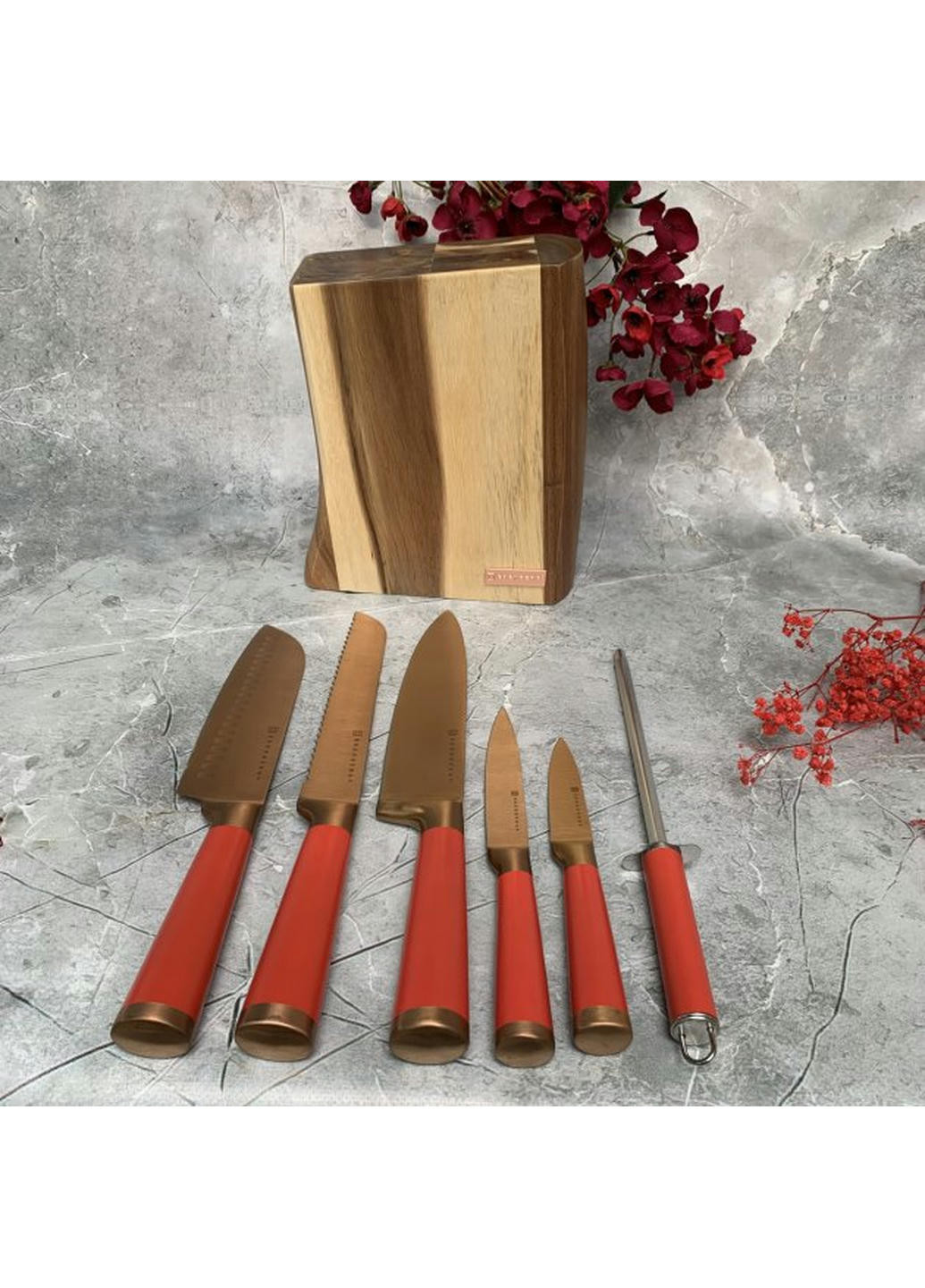 Набор ножей EB-11029-Red 7 предметов красный Edenberg комбинированные,