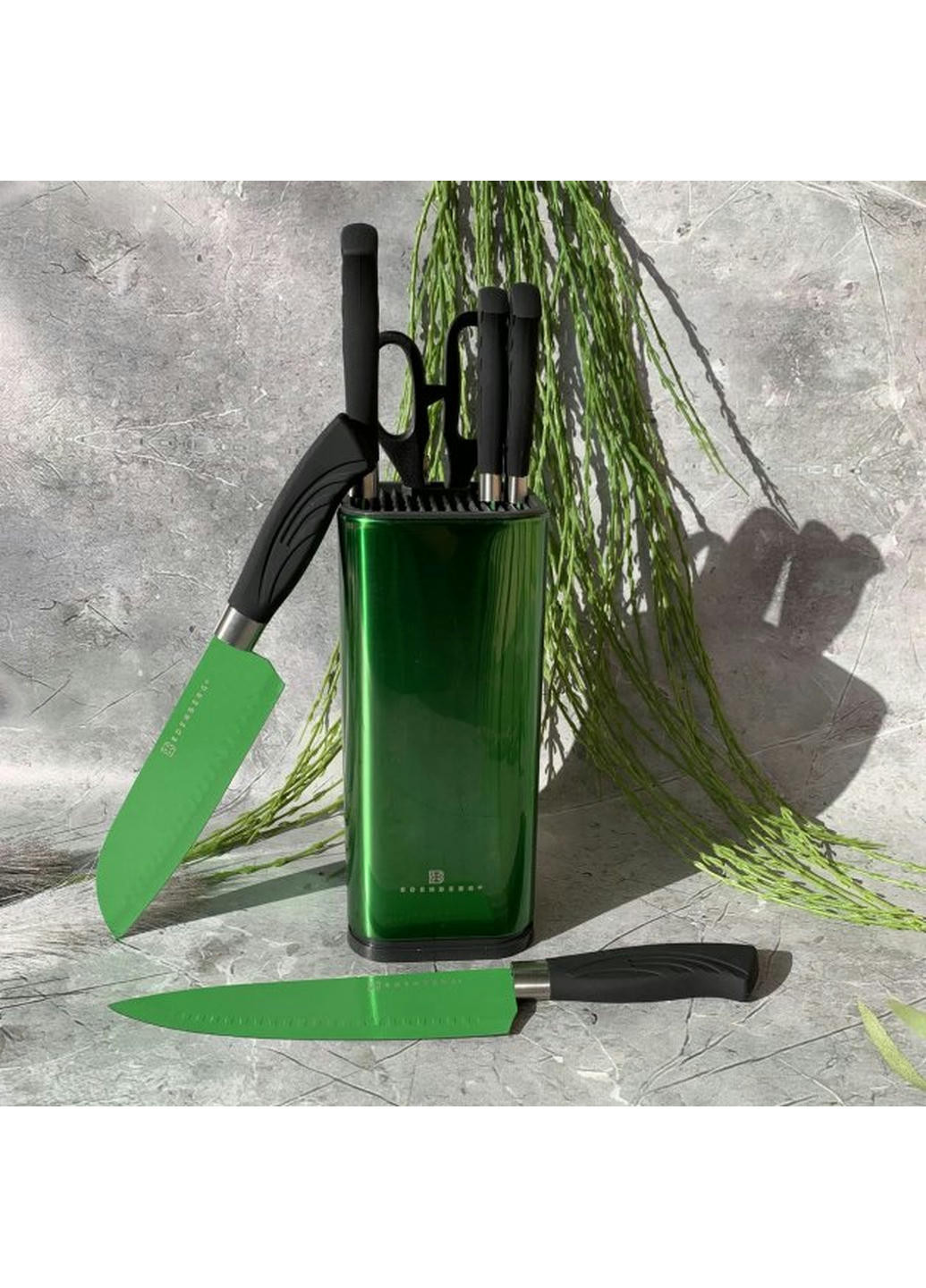 Набор ножей EB-11027-Green 7 предметов зеленый Edenberg комбинированные,