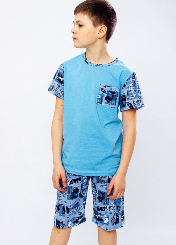 Голубая всесезон піжама для хлопчика (підліткова) надписи (блакитний) носи своє (p-5846-71454) Носи своє