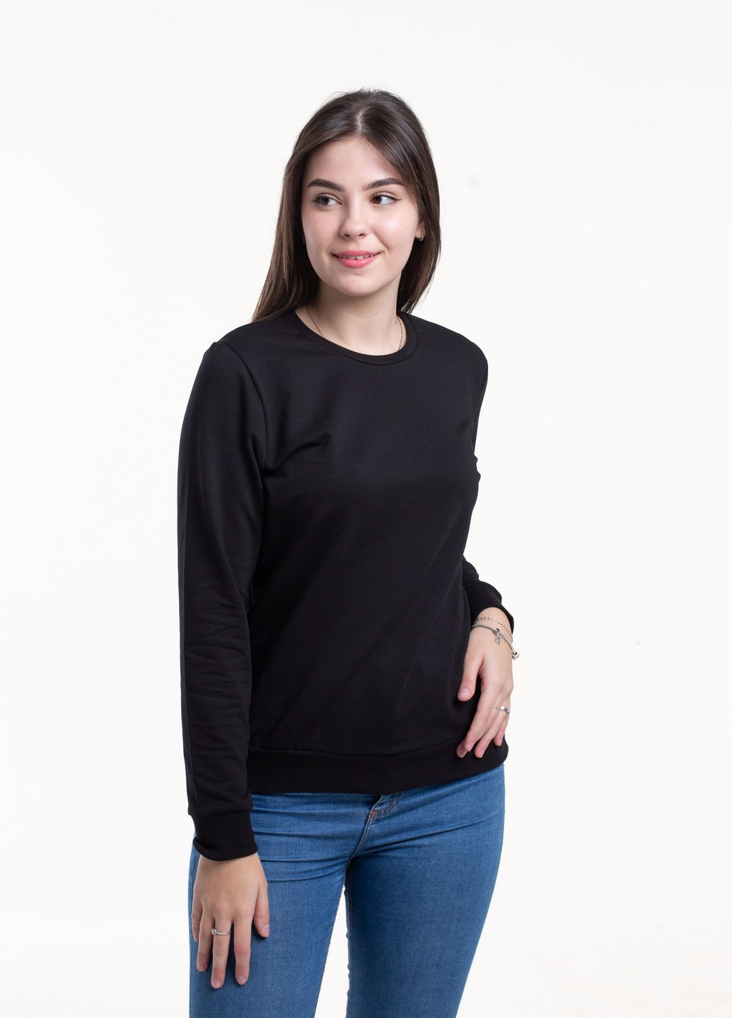 Чорний світшот жіночій Наталюкс однотонний (257963084)