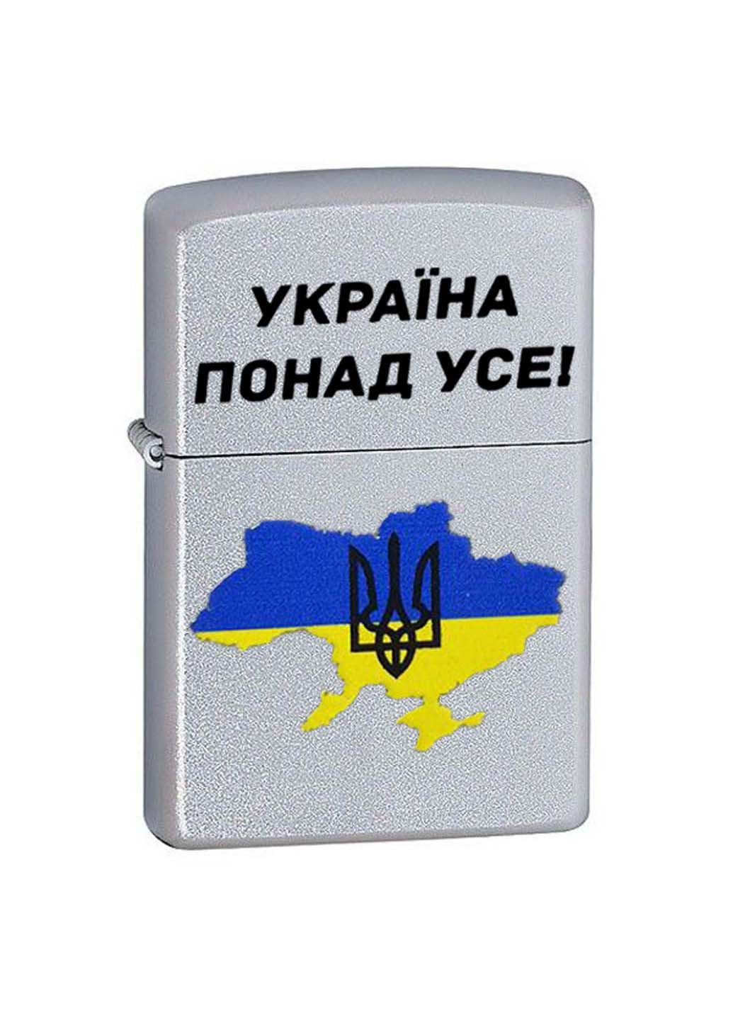 Зажигалка бензиновая Satin Chrome 205 с гравировкой Україна понад усе Zippo (257962107)