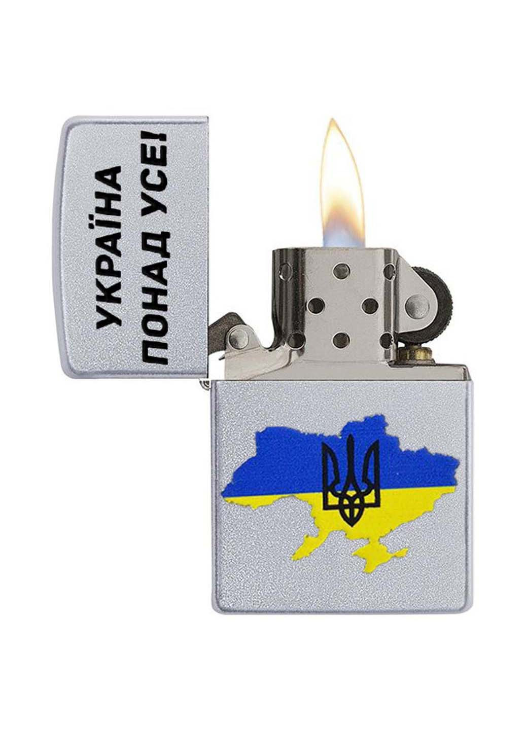 Зажигалка бензиновая Satin Chrome 205 с гравировкой Україна понад усе Zippo (257962107)