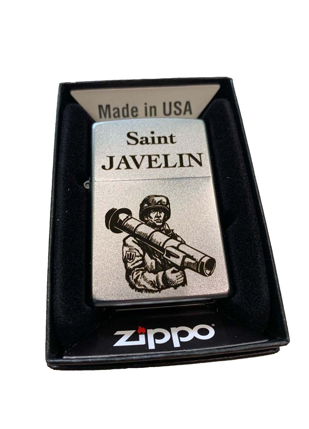 Зажигалка бензиновая Satin Chrome 205 с гравировкой Saint Javelin Zippo (257962096)