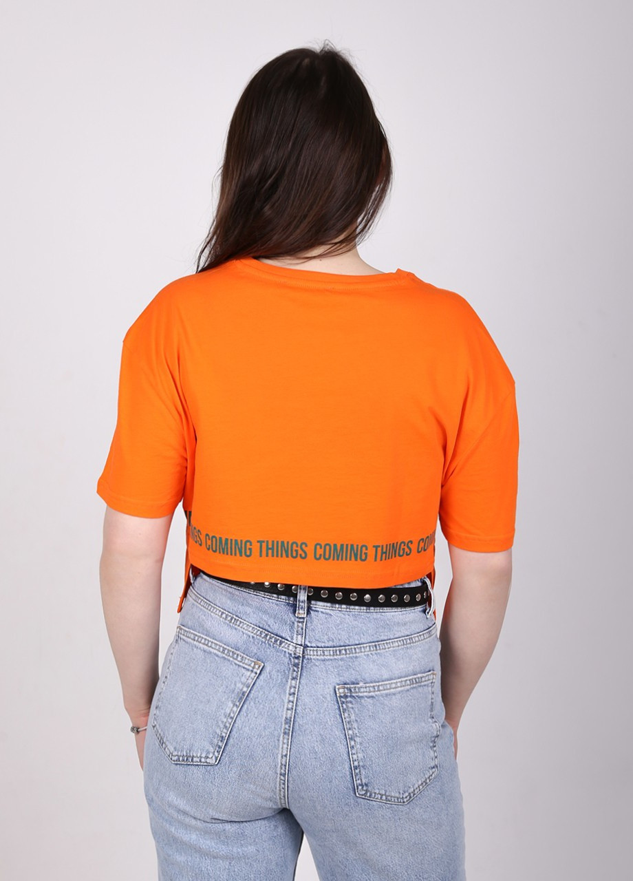 Топ жіночий помаранчевий вільний з написом Whitney свободная (257973580)