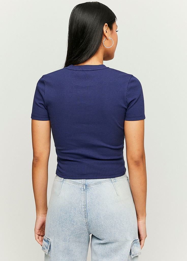 Темно-синя всесезон футболка Tally Weijl Basic T-Shirts - KNITTED BASIC TOP