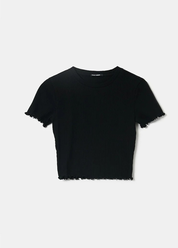 Черная всесезон футболка Tally Weijl Basic T-Shirts - KNITTED BASIC TOP