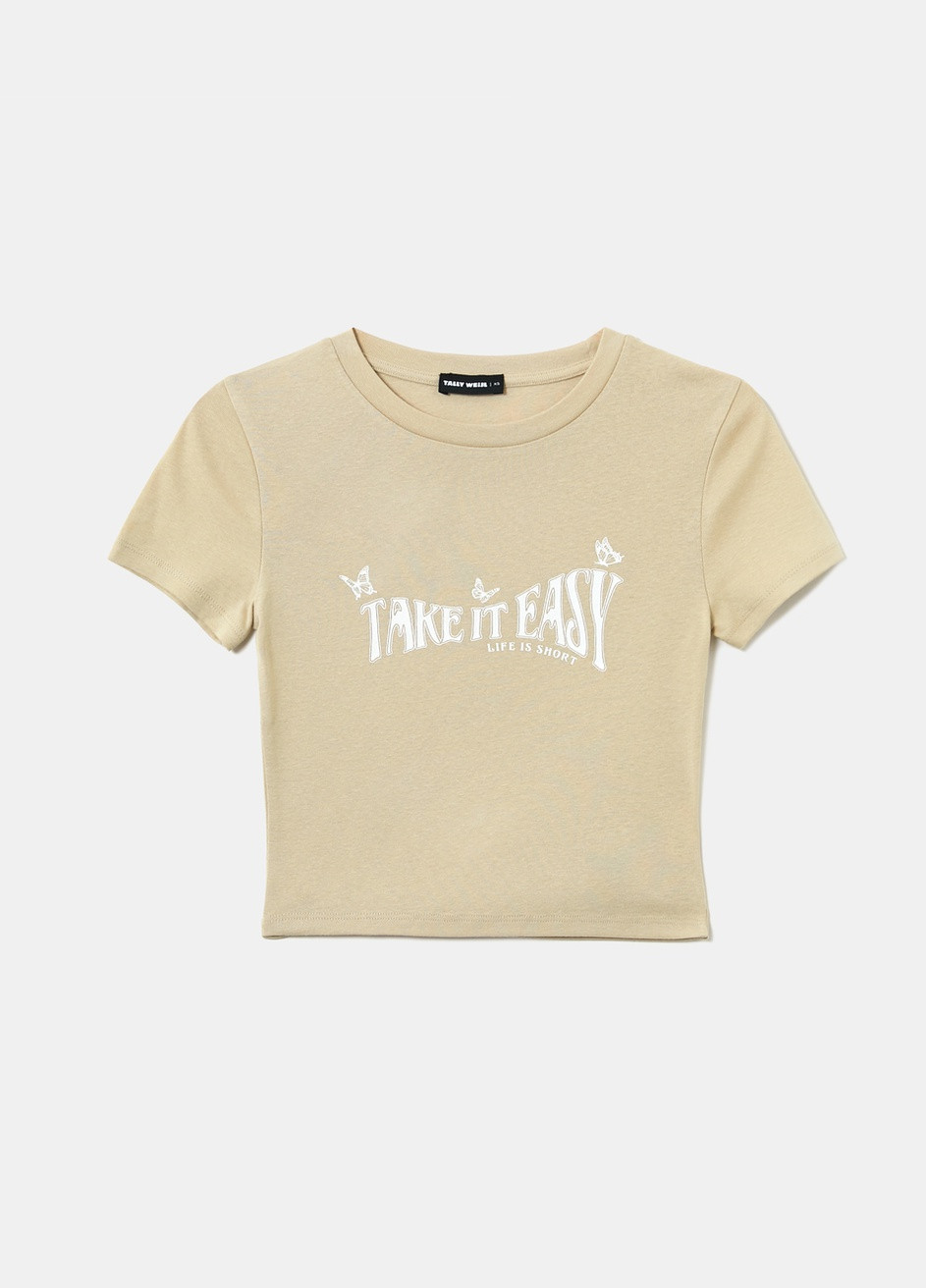 Бежевая всесезон футболка Tally Weijl Printed T-Shirts - KNIT TOP