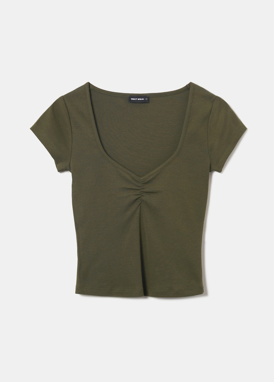 Хаки (оливковая) всесезон футболка Tally Weijl Basic T-Shirts - KNITTED TOP