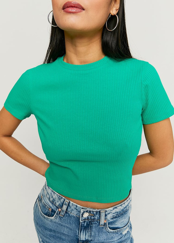 Зелена всесезон футболка Tally Weijl Basic T-Shirts - KNITTED BASIC TOP