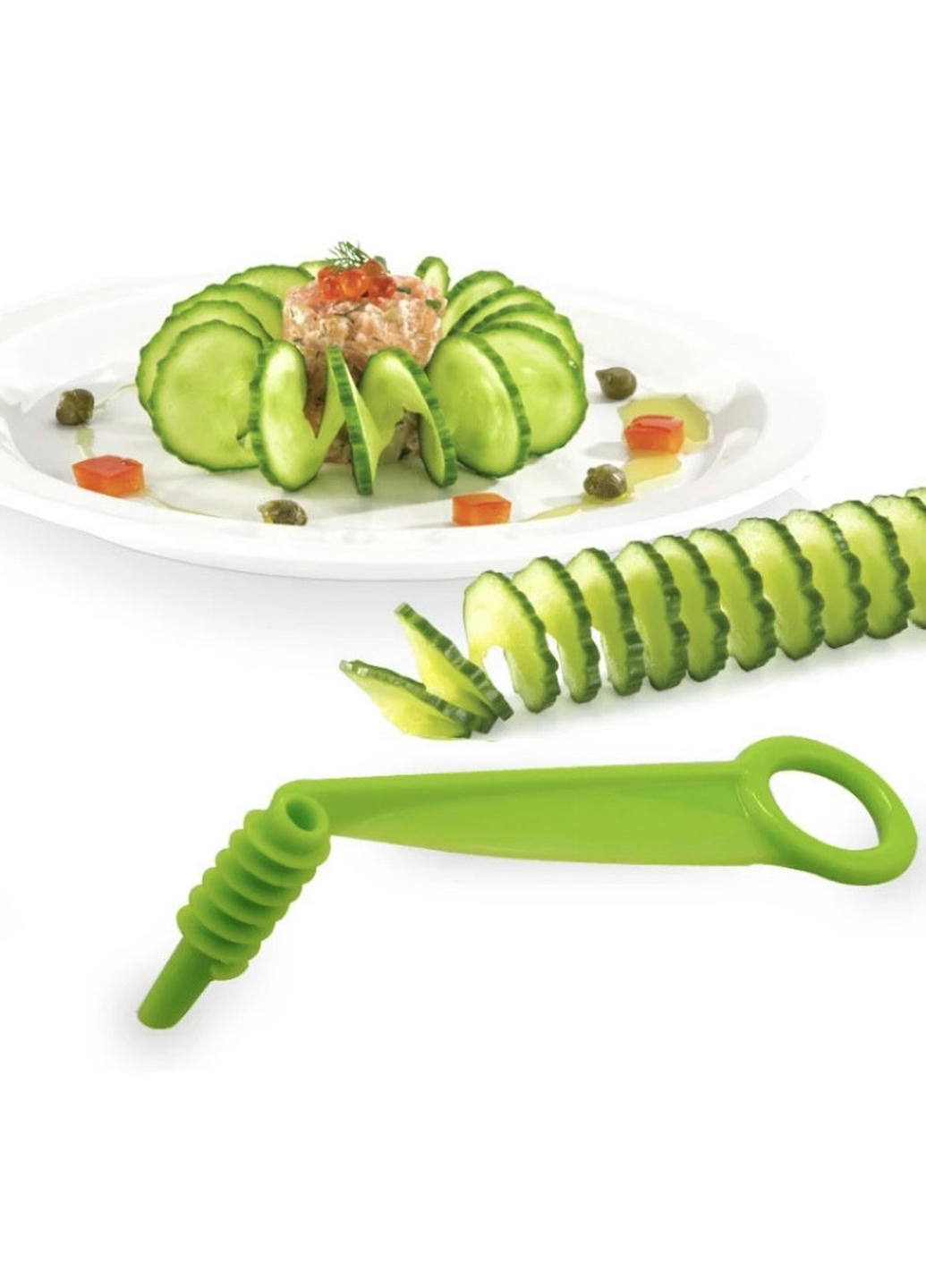 Ніж для огірків пластиковий 5133 11 см зелений No Brand (258259513)