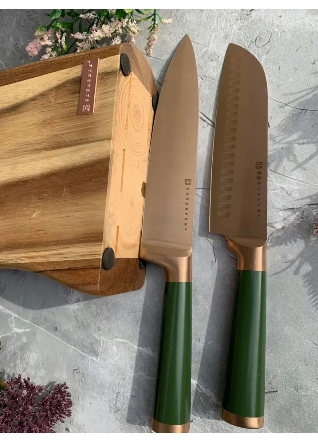 Набор ножей EB-11029-Green 7 предметов зеленый Edenberg комбинированные,