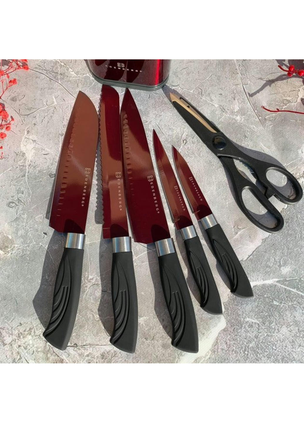 Набір ножів EB-11027-Red 7 предметів червоний Edenberg комбінований,