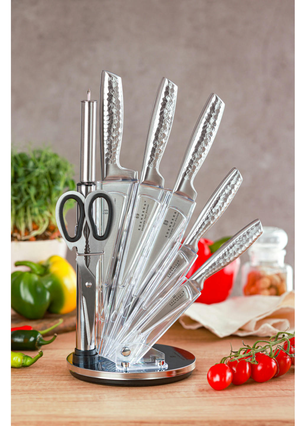 Набір ножів EB-972 8 предметів сірий Edenberg комбінований,