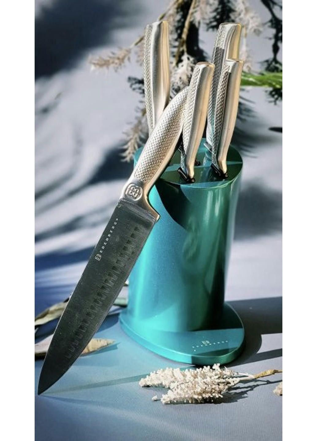 Набір ножів EB-11021-Turquoise 6 предметів бірюзовий Edenberg комбінований,