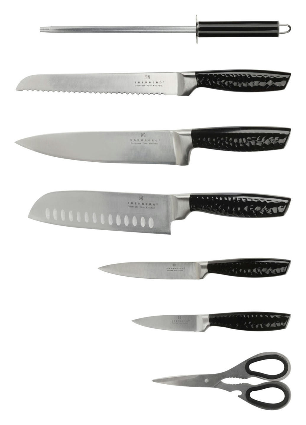 Набір ножів EB-971 8 предметів чорний Edenberg комбінований,