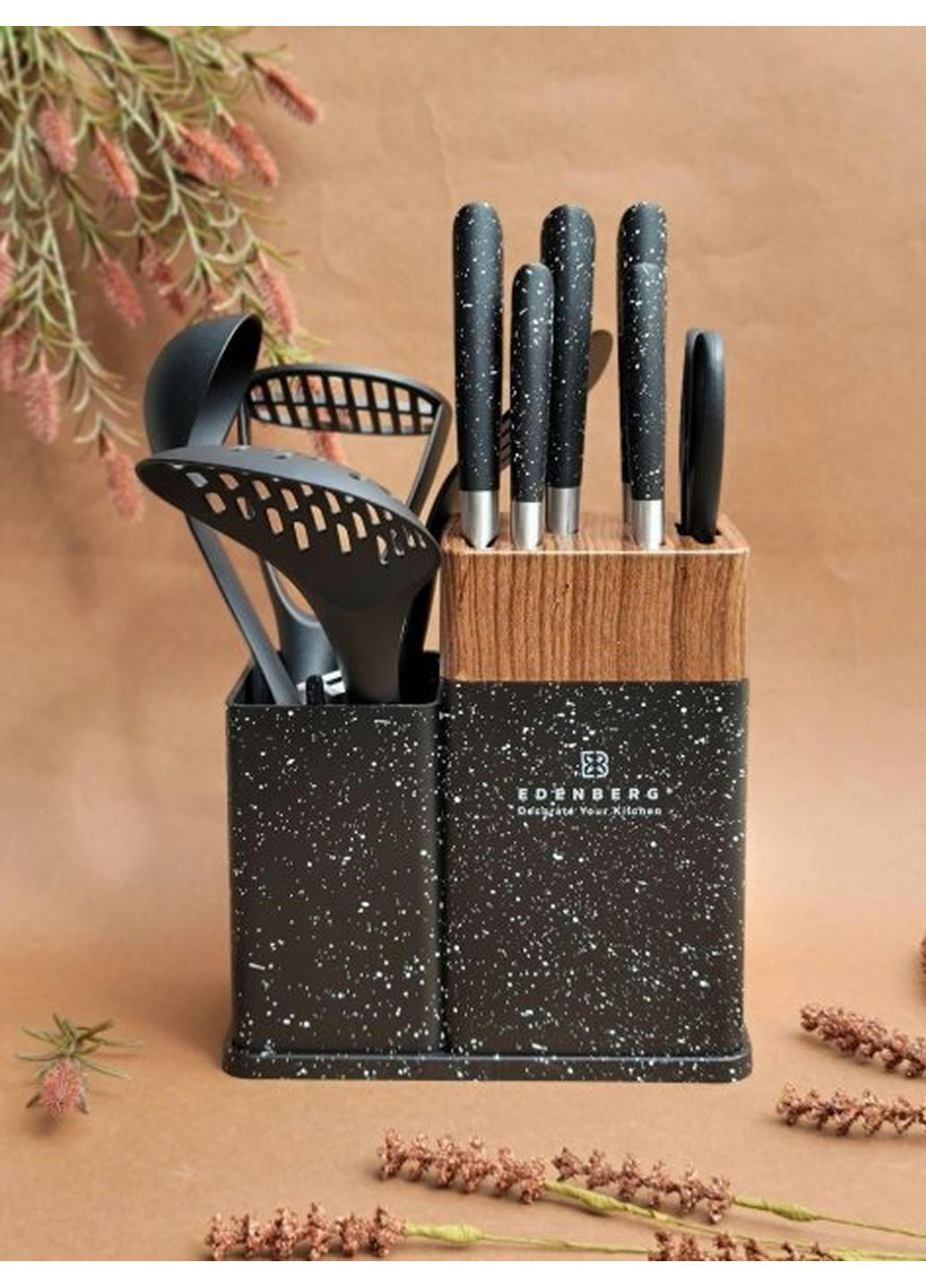 Набор ножей EB-11098-Black 12 предметов черный Edenberg комбинированные,