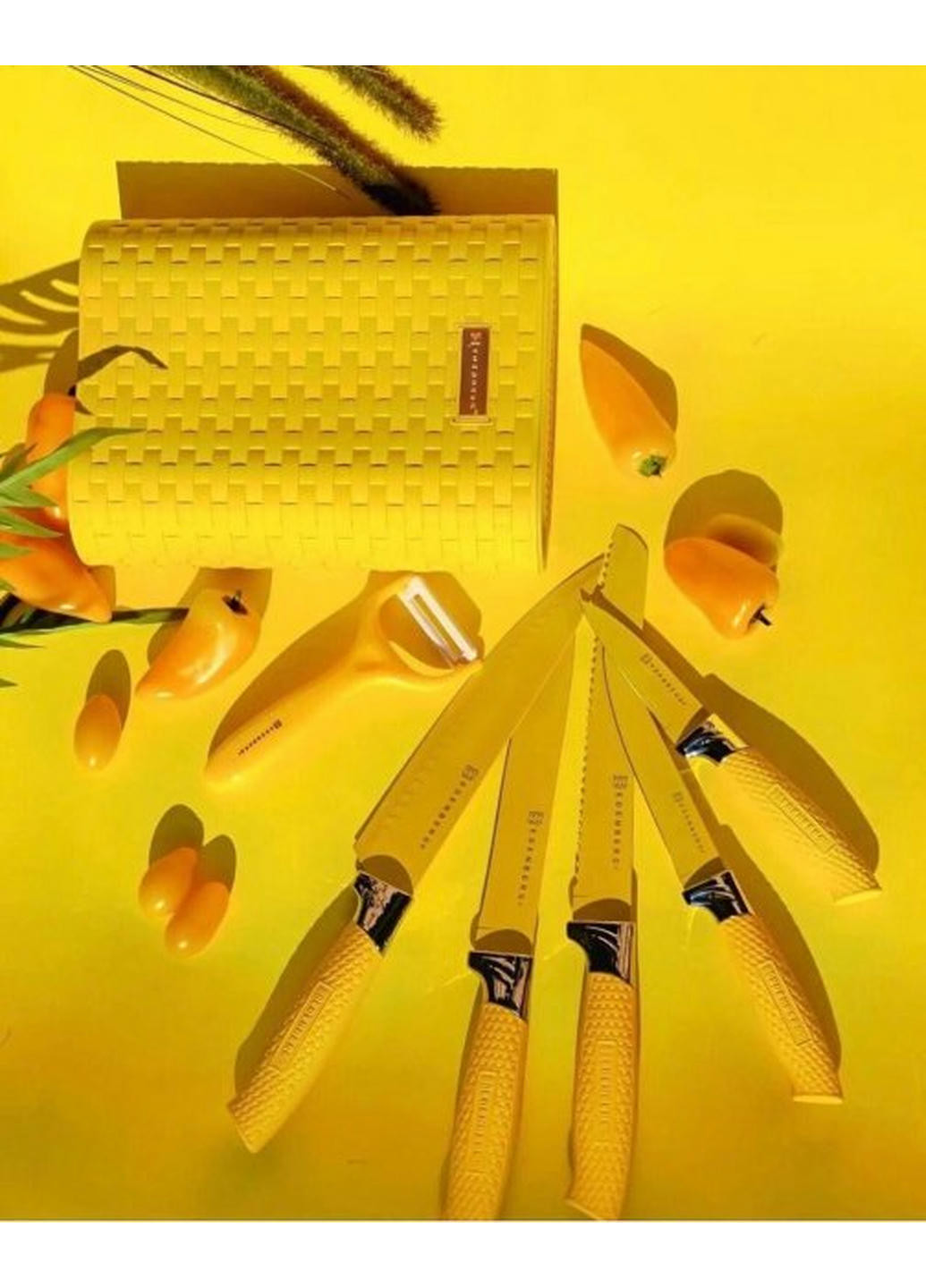 Набор ножей EB-11025-Yellow 7 предметов желтый Edenberg комбинированные,