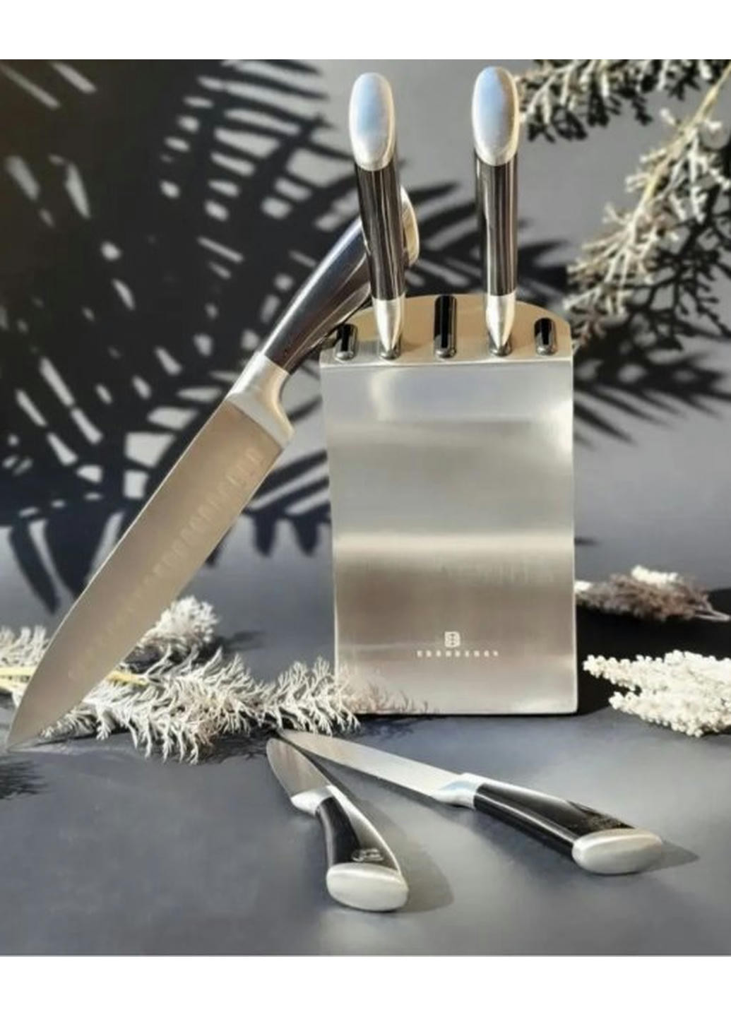 Набор ножей EB-11002-Grey 6 предметов серый Edenberg комбинированные,
